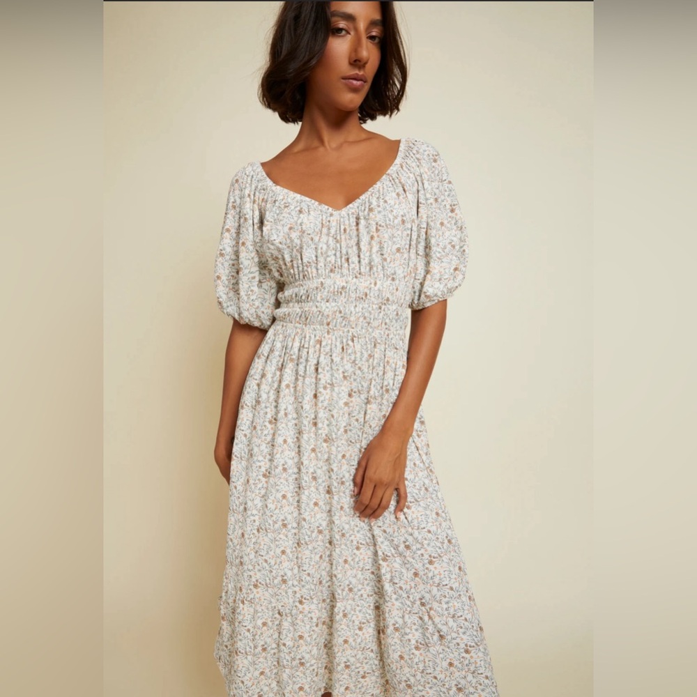 Nation Ltd Fabia Shirred Midi Dress